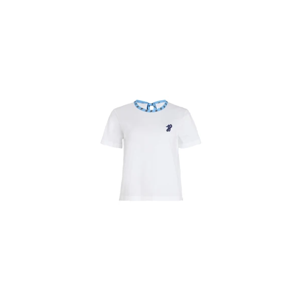 Patou Contrast collar t-shirt in Small Provence Blue organic cotton