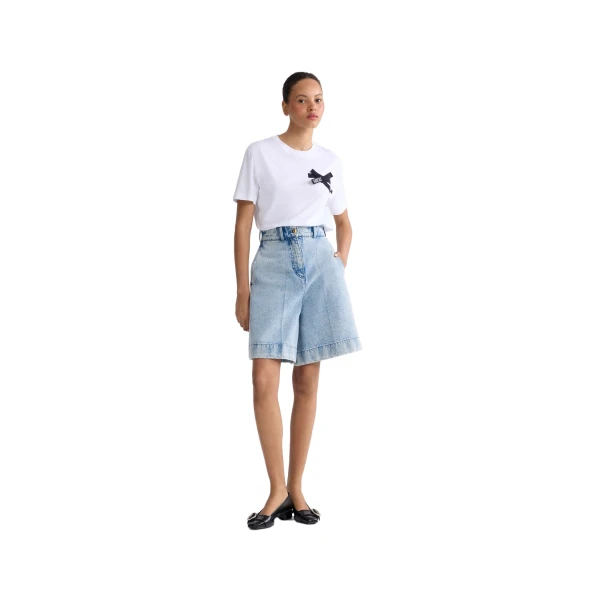 Cotton blend denim bermuda shorts in Riviera Sky Blue - Image 2