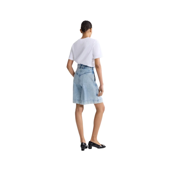 Cotton blend denim bermuda shorts in Riviera Sky Blue - Image 3