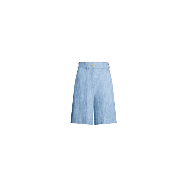 Patou Cotton blend denim bermuda shorts in Riviera Sky Blue
