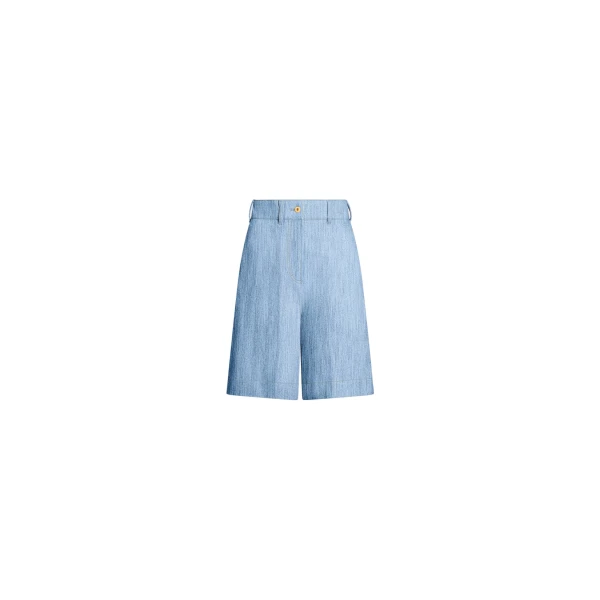 Cotton blend denim bermuda shorts in Riviera Sky Blue