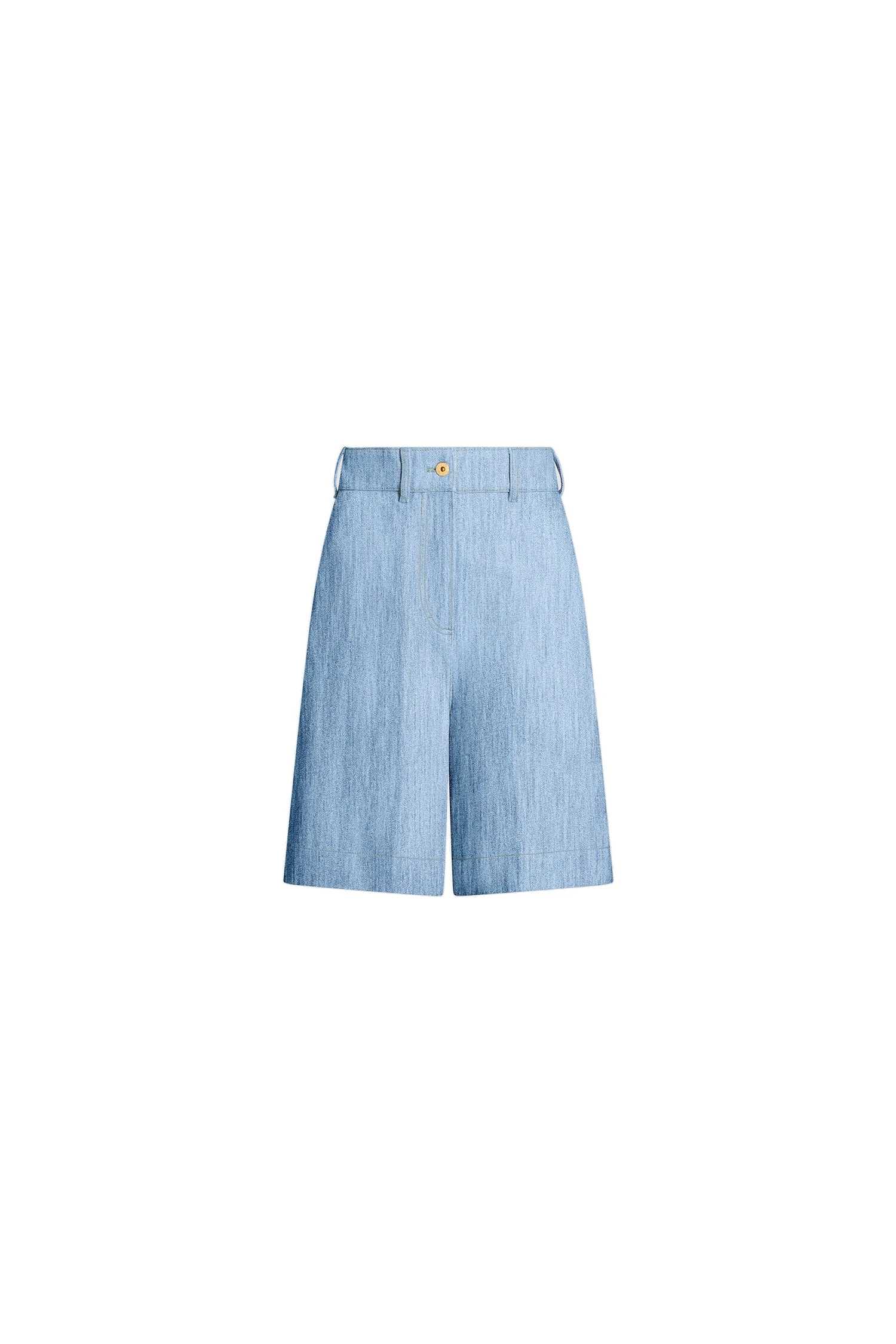 Patou Cotton blend denim bermuda shorts in Riviera Sky Blue | Shorts | Coveti Patou Cotton blend denim bermuda shorts in Riviera Sky Blue