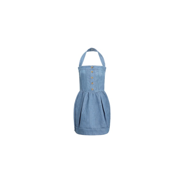 Patou Cotton blend denim mini corset dress in Riviera Sky Blue