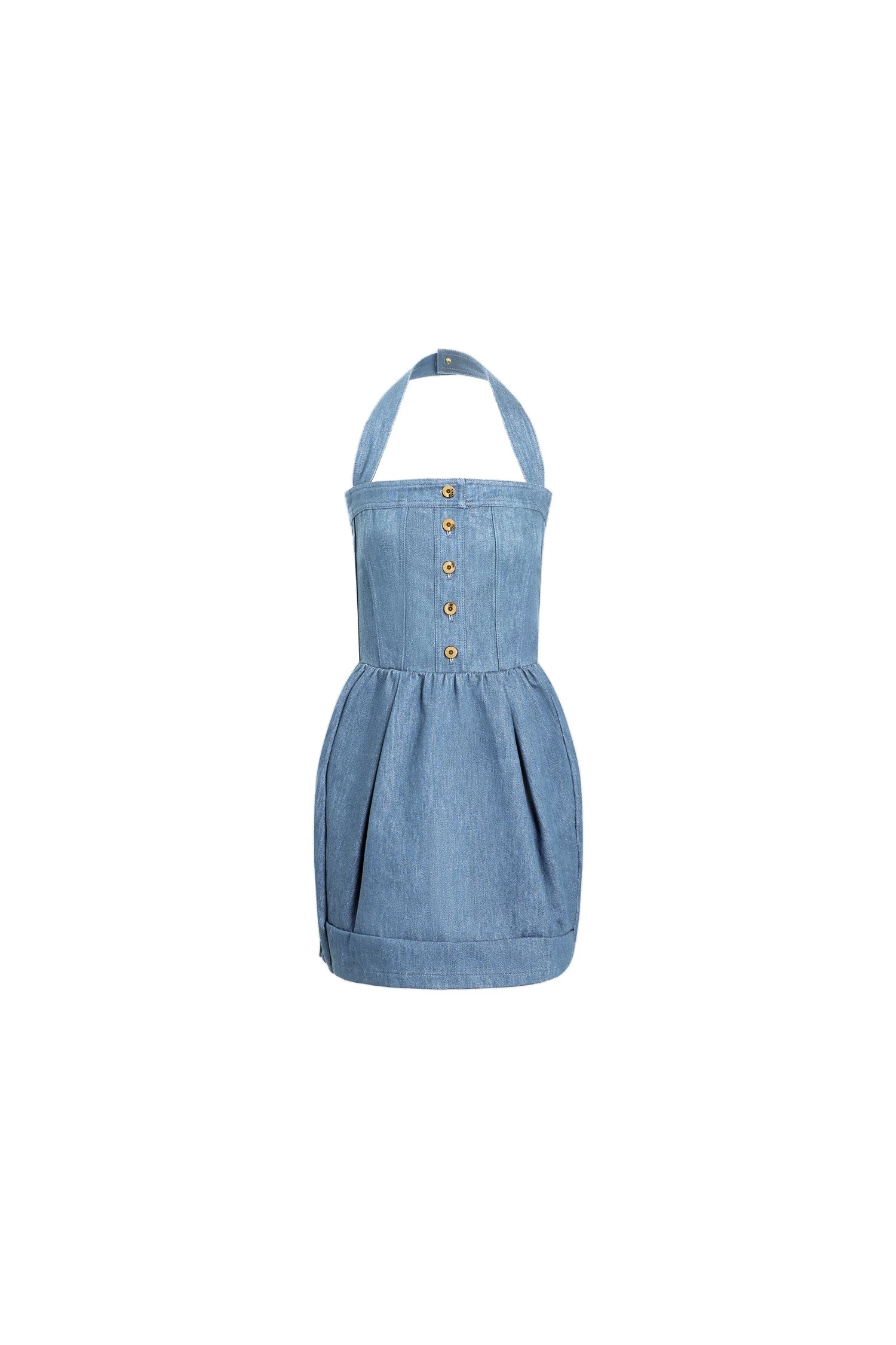 Patou Cotton blend denim mini corset dress in Riviera Sky Blue | Dresses | Coveti Patou Cotton blend denim mini corset dress in Riviera Sky Blue