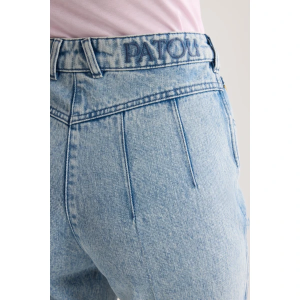 Cotton blend flare denim trousers in Riviera Sky Blue - Image 4