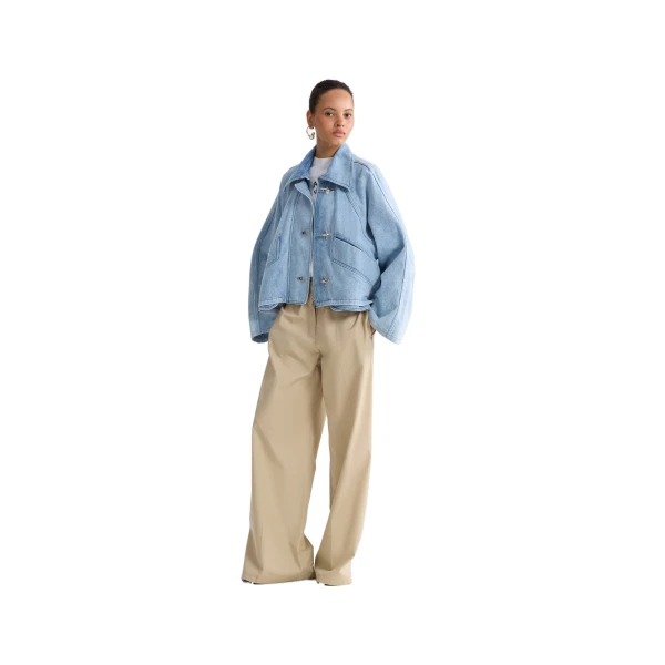 Cotton oversized short parka in Riviera Sky Blue - Image 2