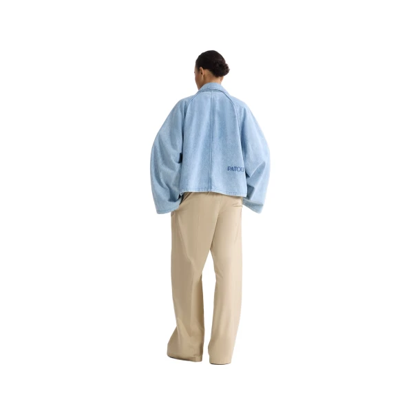 Cotton oversized short parka in Riviera Sky Blue - Image 3