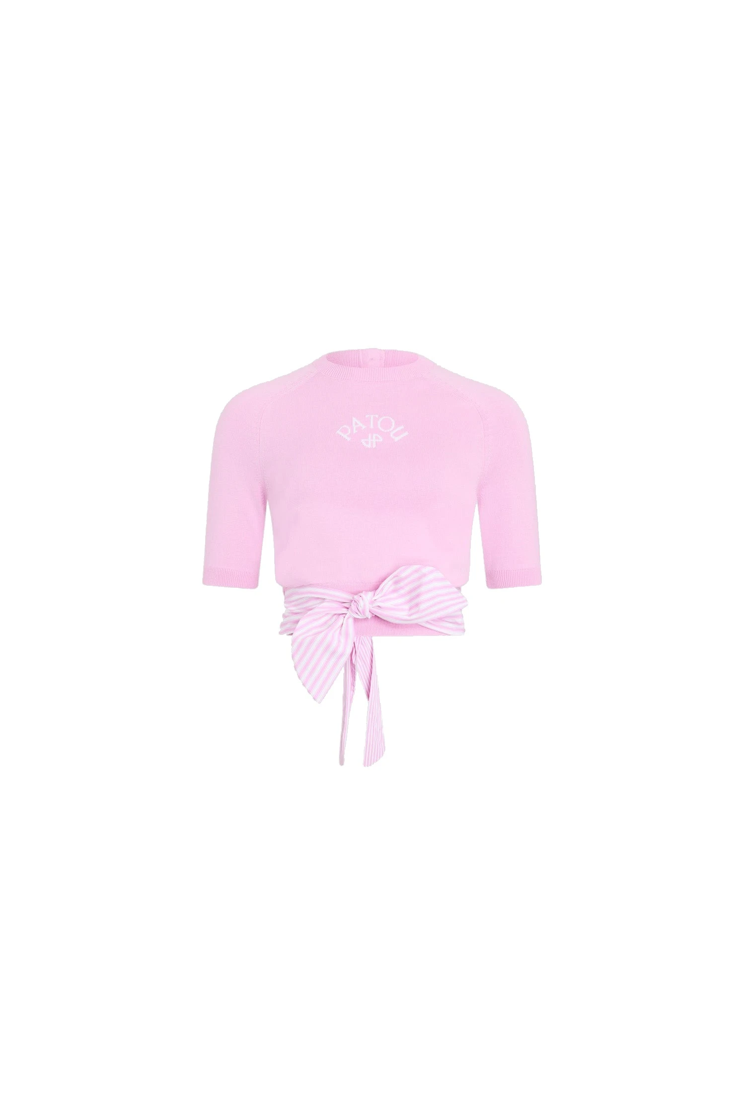 Patou Cotton poplin knotted t-shirt | Coveti Patou Cotton poplin knotted t-shirt in Bougainvillea Pink
