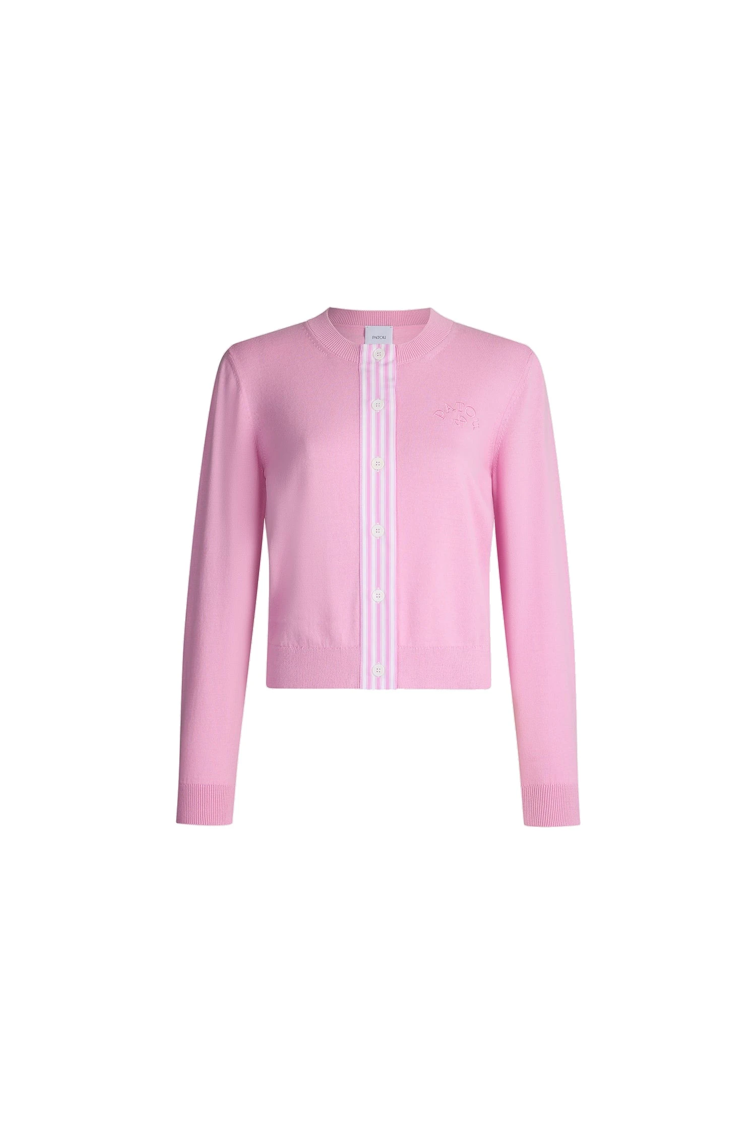 Patou Cotton poplin short cardigan | Buy Designer Knitwear at Coveti Patou Cotton poplin short cardigan in Bougainvillea Pink