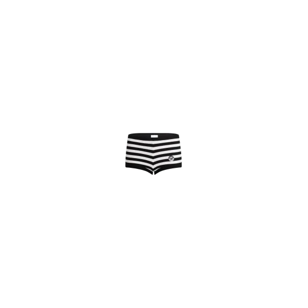Cotton ribbed striped shorts in Black White Stripes