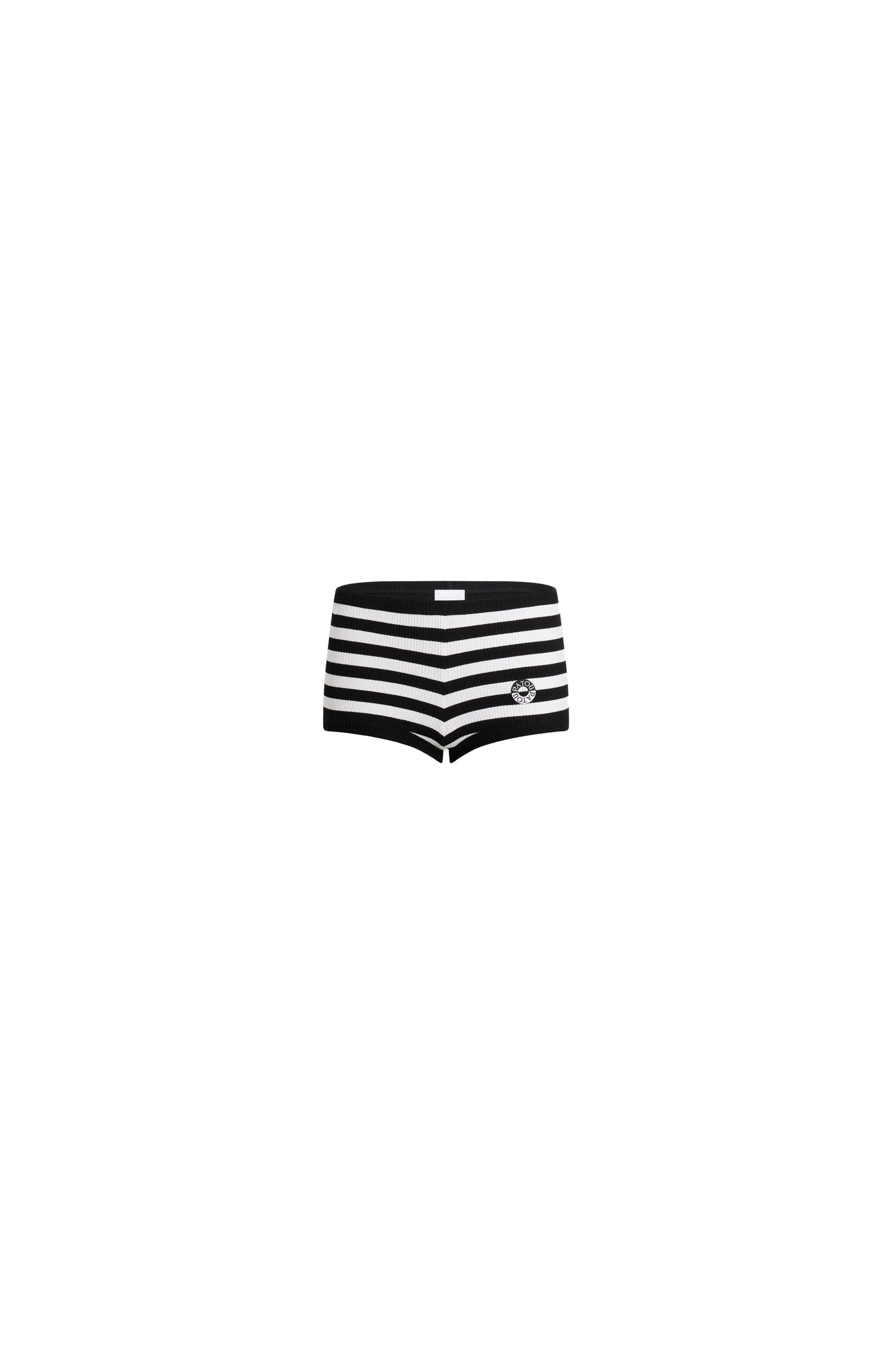 Patou Cotton ribbed striped shorts in Black White Stripes | Shorts | Coveti Patou Cotton ribbed striped shorts in Black White Stripes