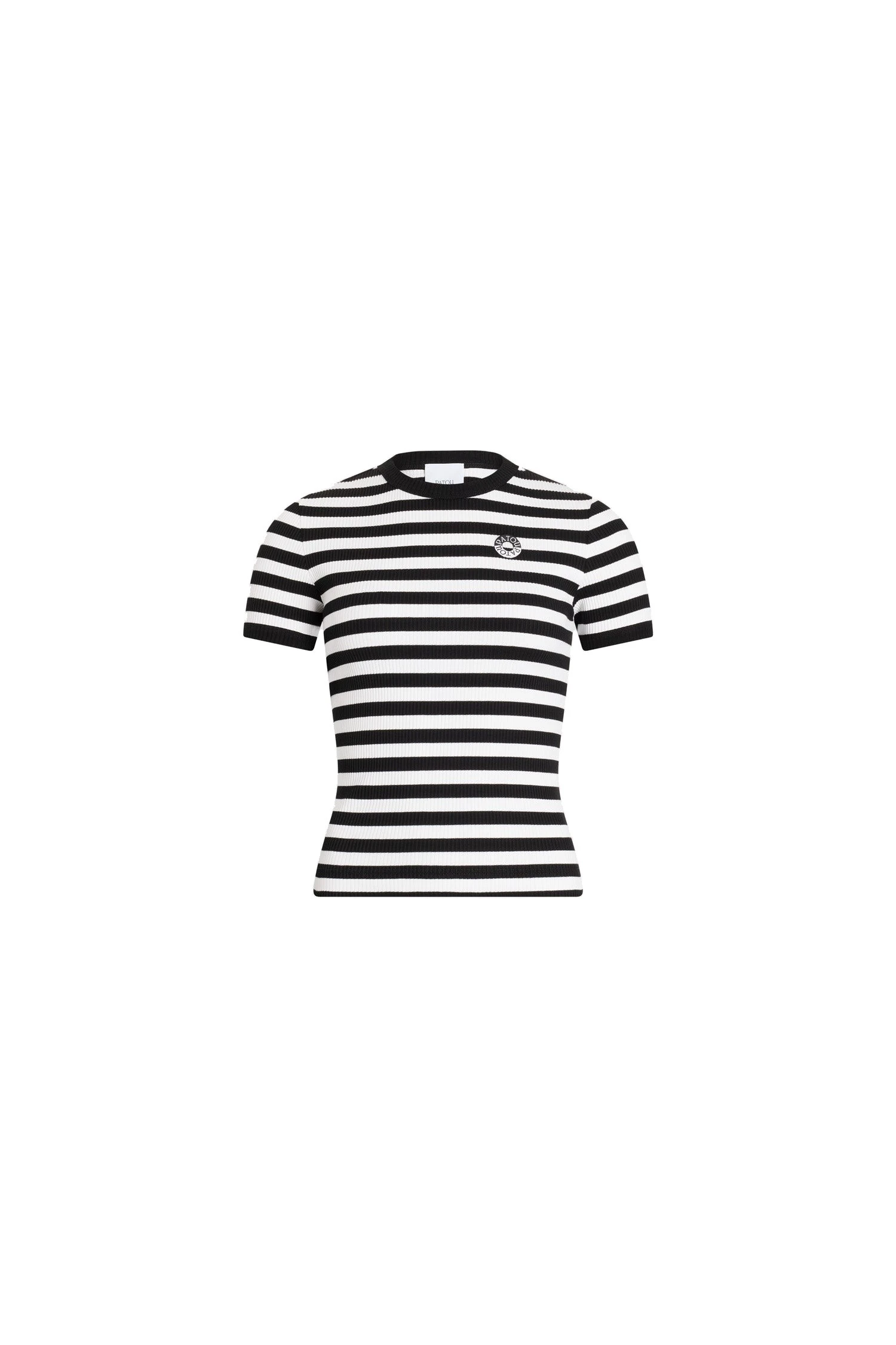 Patou Cotton ribbed striped t-shirt in Black White Stripes | Tops | Coveti Patou Cotton ribbed striped t-shirt in Black White Stripes