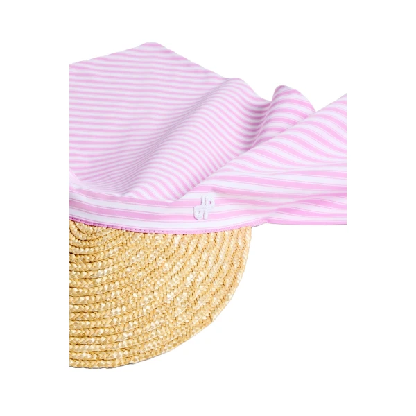 Cotton scarf cap in Bougainvillea Stripes - Image 2