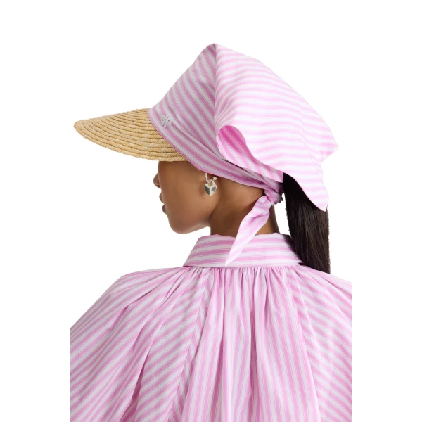 Cotton scarf cap in Bougainvillea Stripes - Image 4
