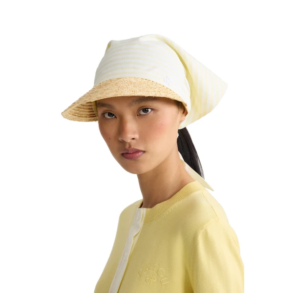 Cotton scarf cap in Lemonade Stripes - Image 3
