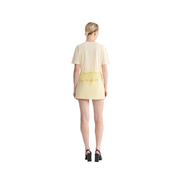 Cotton short lace t-shirt in Lemonade - Image 3