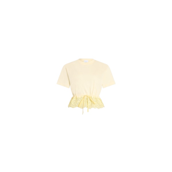 Patou Cotton short lace t-shirt in Lemonade