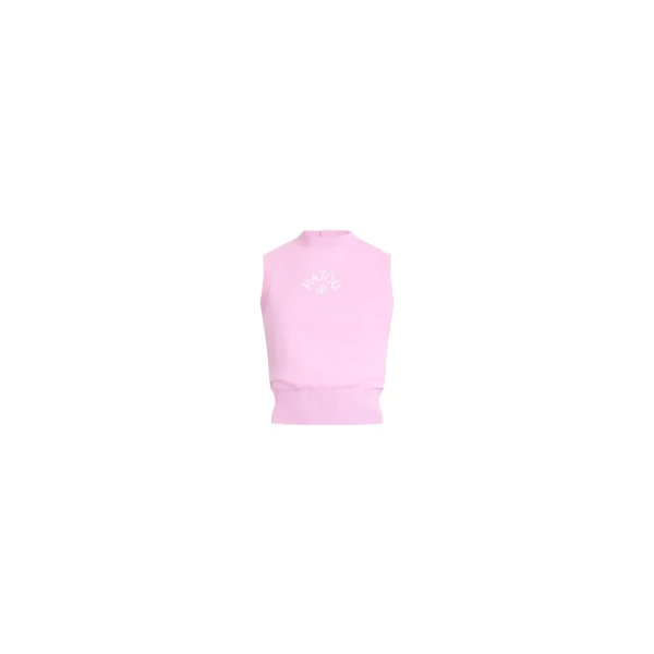 Cotton sleeveless knitted top in Bougainvillea Pink