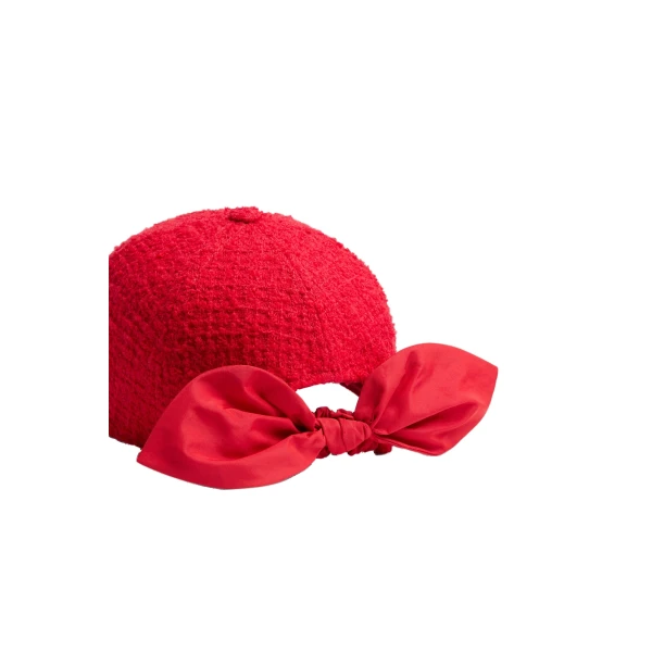 Couture cap in Scarlet Red sustainable wool blend tweed - Image 2