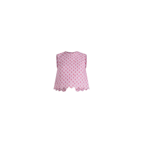 Patou Crop top in Small Provence Pink printed quilted sustainable viscose blend