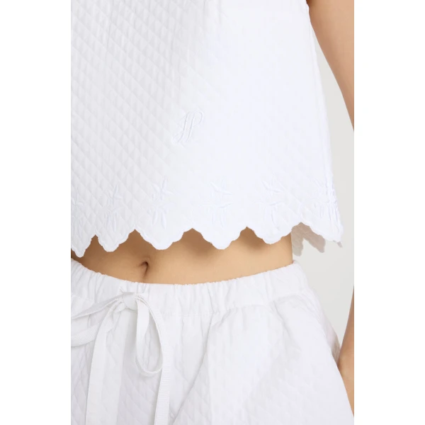Crop top in White quilted sustainable viscose blend - Image 5