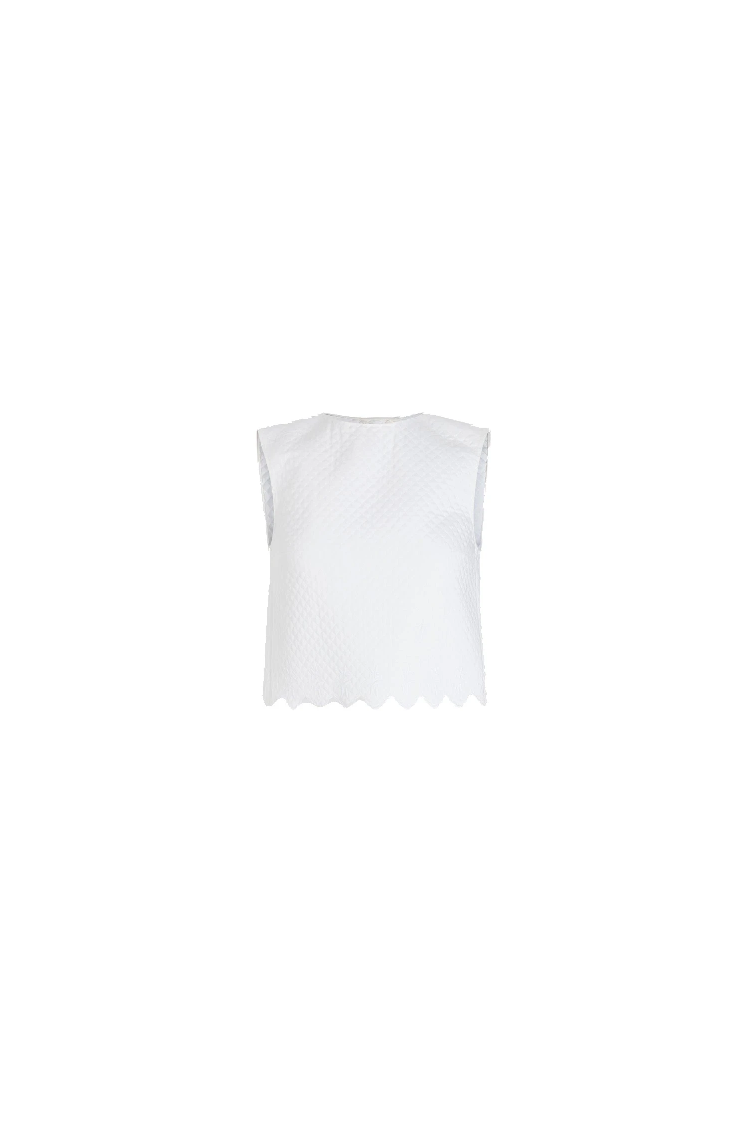 Patou Crop top in White quilted sustainable viscose blend | Tops | Coveti Patou Crop top in White quilted sustainable viscose blend