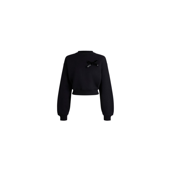 Patou Cropped bow sweatshirt in Black organic cotton