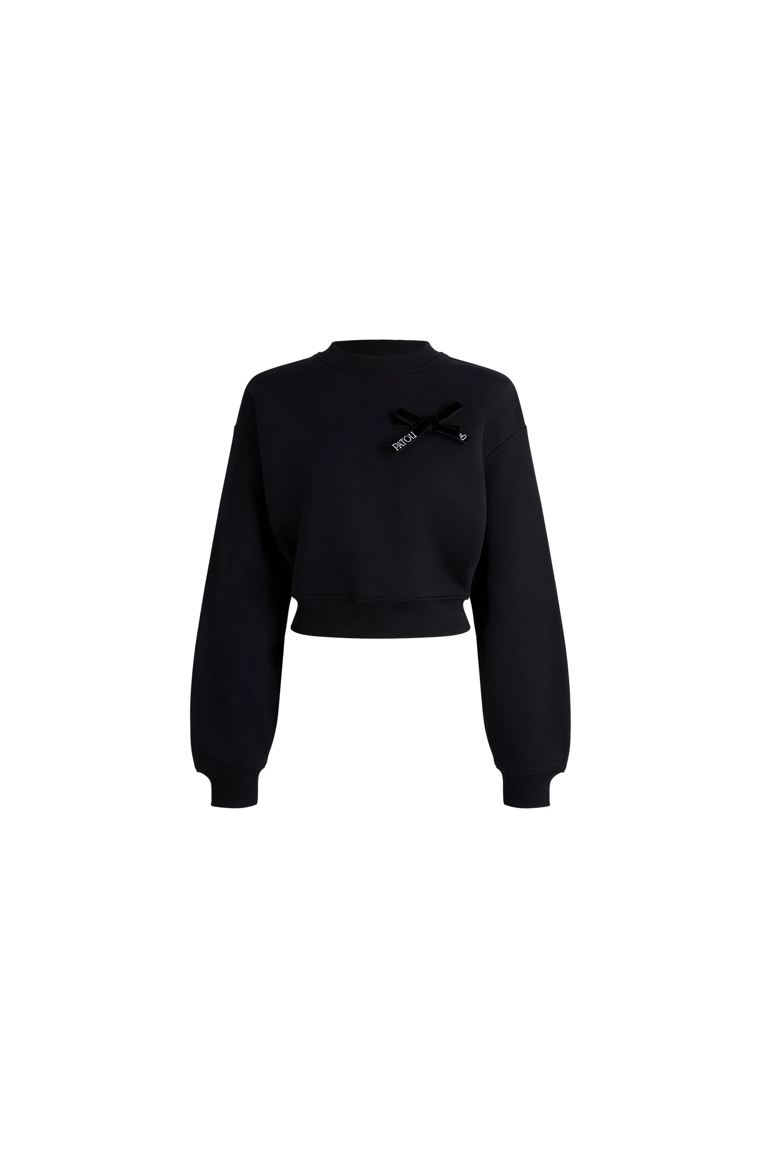 Patou Cropped bow sweatshirt in Black organic cotton | Tops | Coveti Patou Cropped bow sweatshirt in Black organic cotton