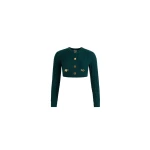 Patou Cropped cable cardigan in Imperial Green wool and cashmere