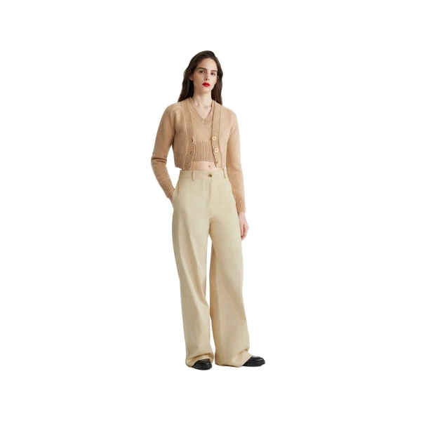 Cropped cardigan in Biscuit sustainable wool and cashmere - Image 2