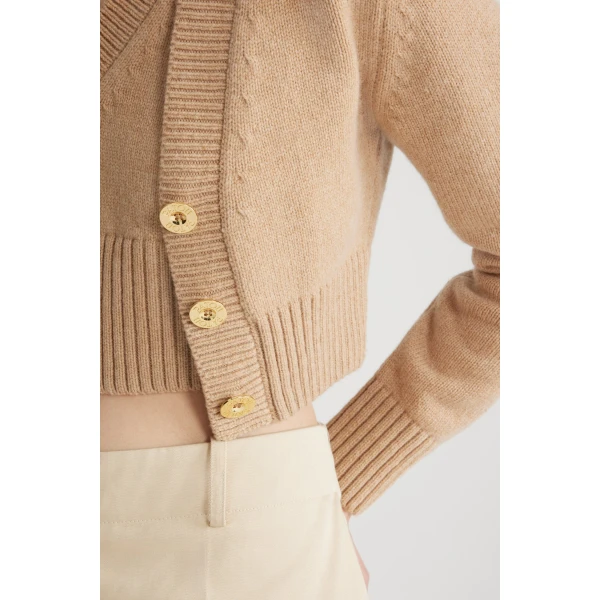 Cropped cardigan in Biscuit sustainable wool and cashmere - Image 4