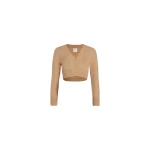 Patou Cropped cardigan in Biscuit sustainable wool and cashmere