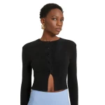 Patou Cropped cardigan in Black sustainable alpaca blend