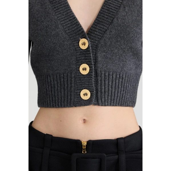 Cropped cardigan in Mercury wool and cashmere - Image 4