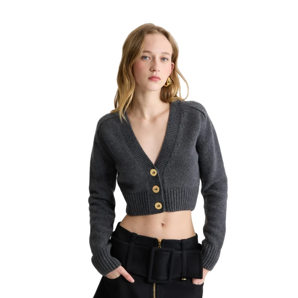 Cropped cardigan in Mercury wool and cashmere - Image 5