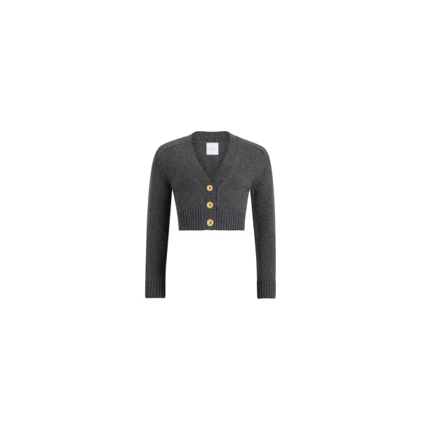 Patou Cropped cardigan in Mercury wool and cashmere