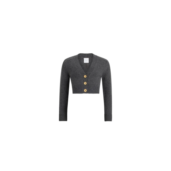 Patou Cropped cardigan in Mercury wool and cashmere