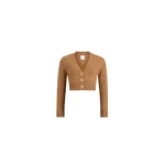 Patou Cropped cardigan in Nutmeg wool and cashmere