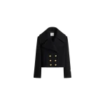 Patou Cropped double-breasted coat in Black sustainable wool blend