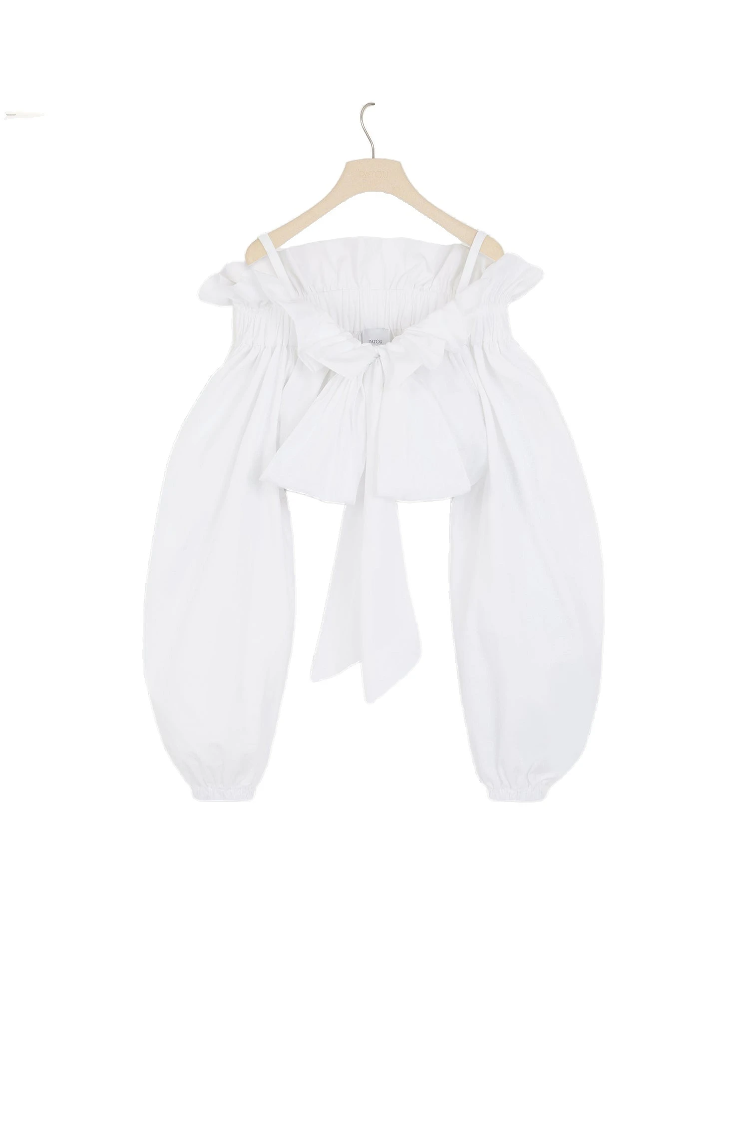 Patou Cropped drawstring top in White sustainable cotton | Tops | Coveti Patou Cropped drawstring top in White sustainable cotton