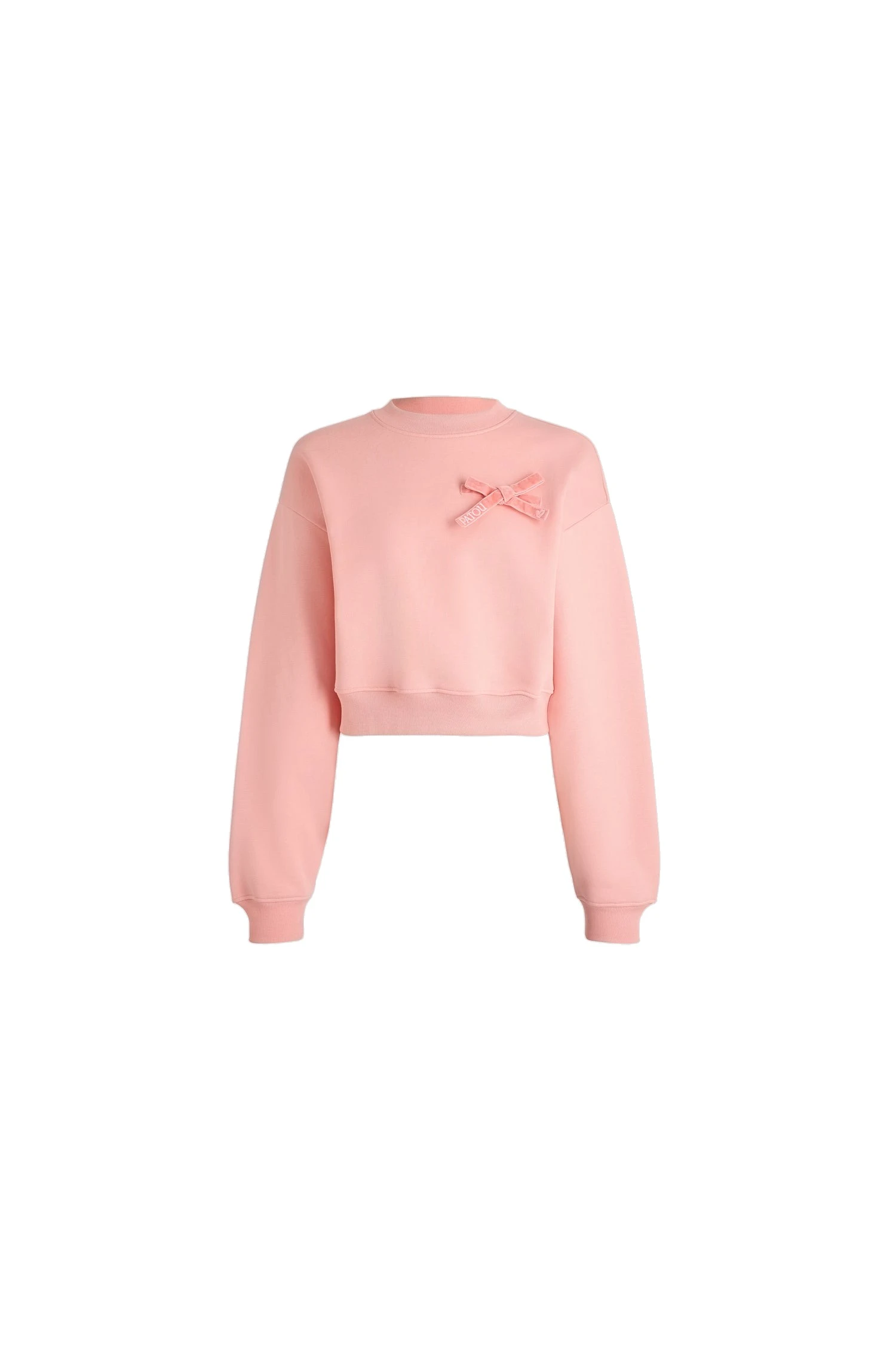 Patou Cropped organic cotton bow sweatshirt in Winter Blush | Tops | Coveti Patou Cropped organic cotton bow sweatshirt in Winter Blush