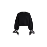 Patou Cropped organic cotton tie-sleeve sweatshirt in Black