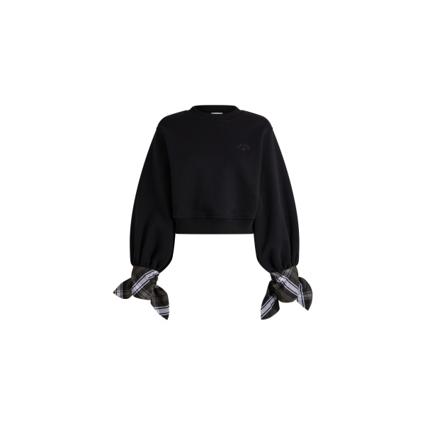 Patou Cropped organic cotton tie-sleeve sweatshirt in Black