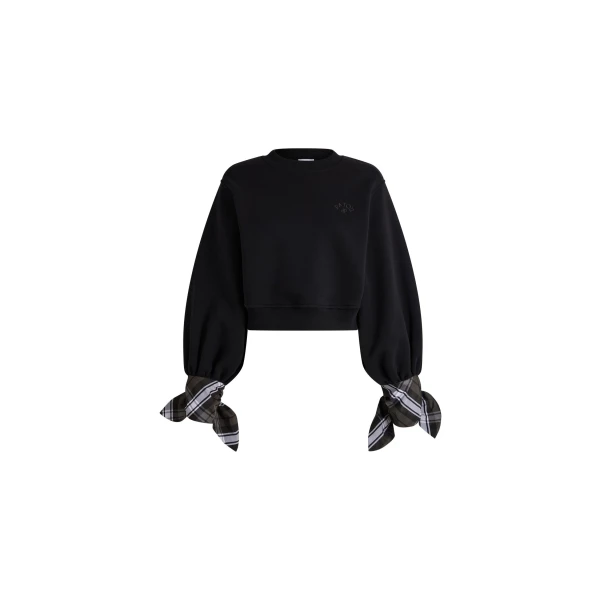 Patou Cropped organic cotton tie-sleeve sweatshirt in Black