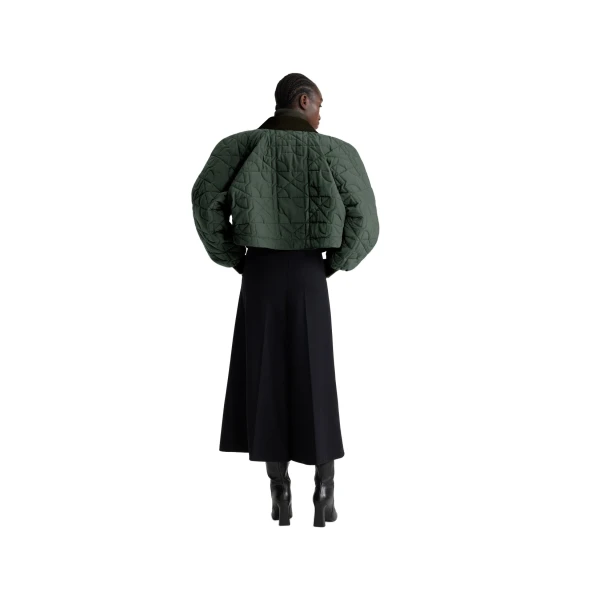 Cropped quilted bomber in Bottle Green recycled nylon - Image 3