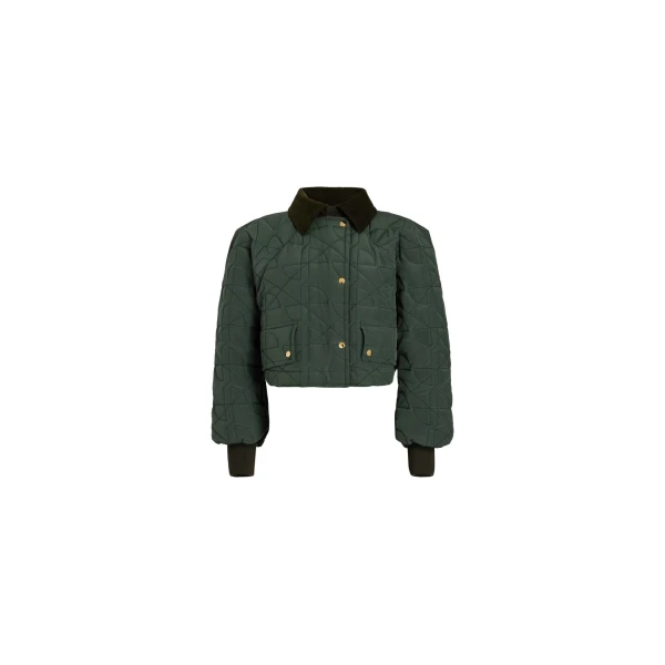 Patou Cropped quilted bomber in Bottle Green recycled nylon