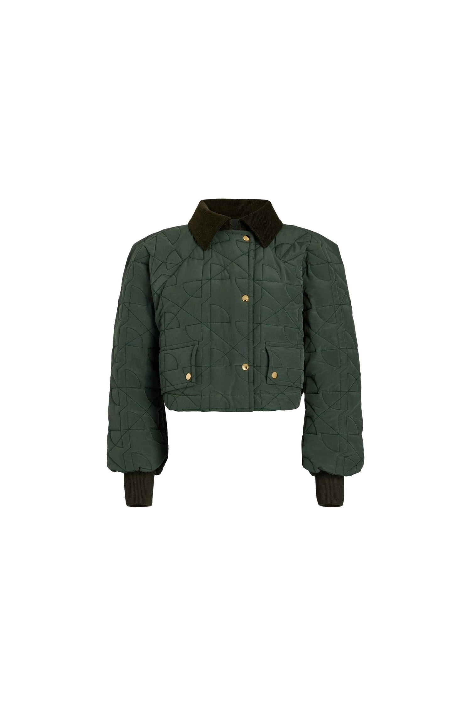 Patou Cropped quilted bomber in Bottle Green recycled nylon | Jackets | Coveti Patou Cropped quilted bomber in Bottle Green recycled nylon