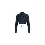Patou Cropped safari shirt in Navy Black recycled faille