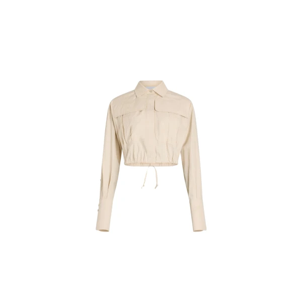 Patou Cropped safari shirt in Tapioca organic cotton poplin