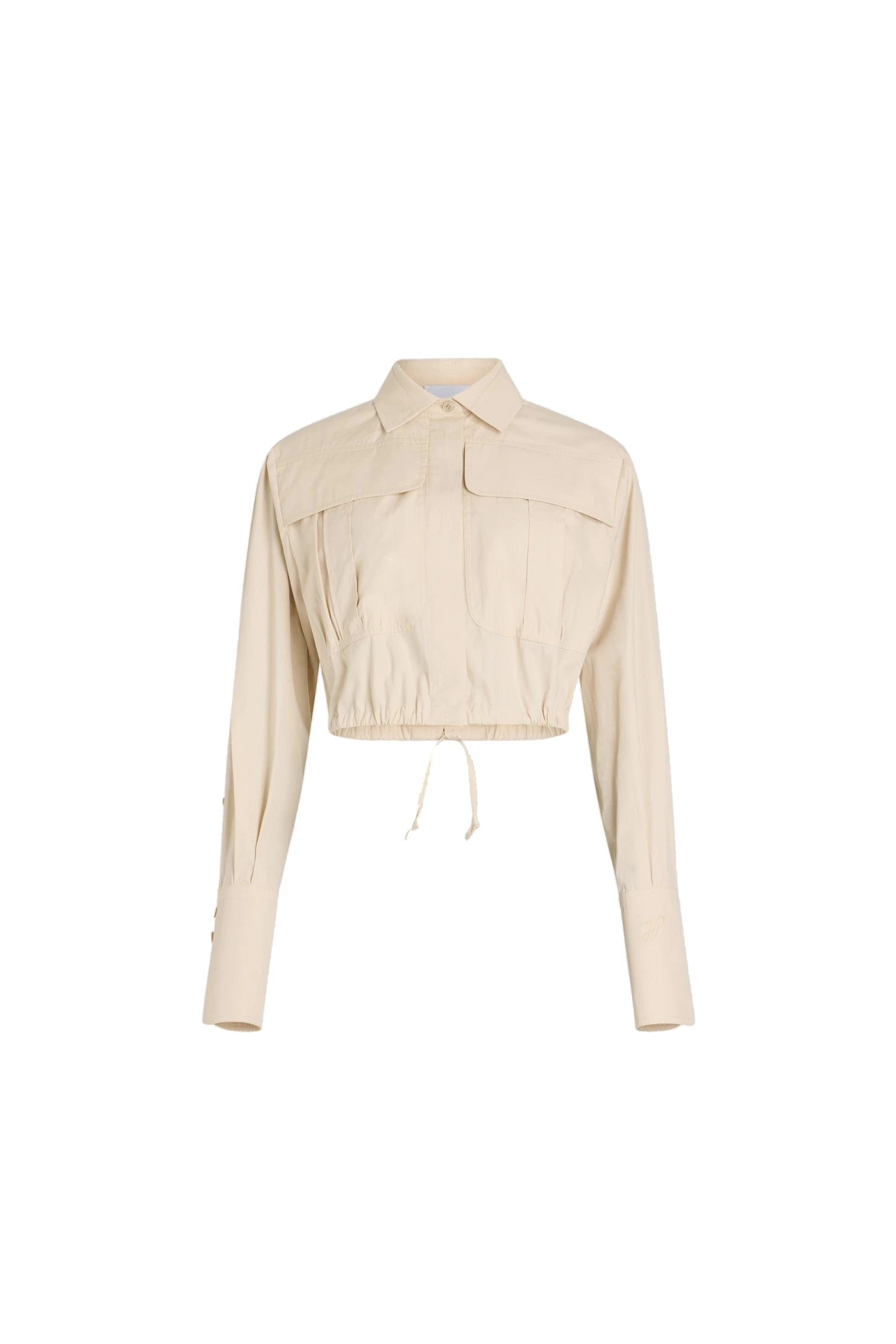 Patou Cropped safari shirt in Tapioca organic cotton poplin | Tops | Coveti Patou Cropped safari shirt in Tapioca organic cotton poplin